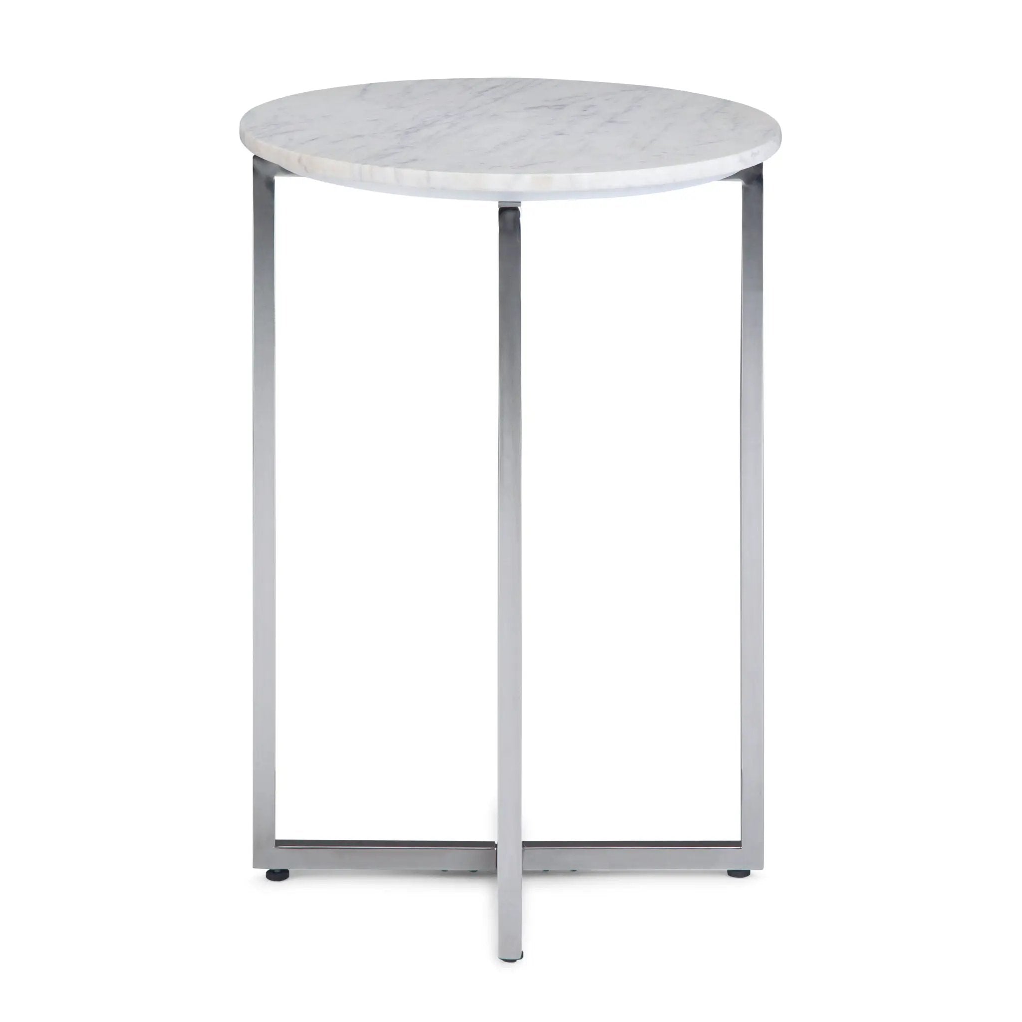 Marsden - Side Table With Polished Base - White / Silver by Unique Piece Furniture