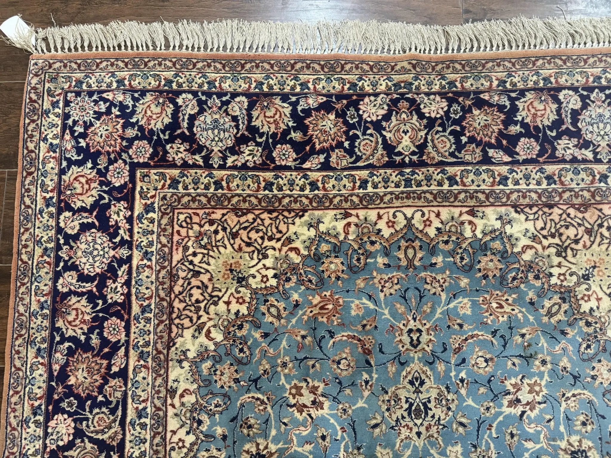 Light Blue Persian Isfahan Rug 5x8, Floral Medallion, Wool on Silk Foundation, Very Fine 530 KPSI, Handmade Carpet by Jewel Rugs