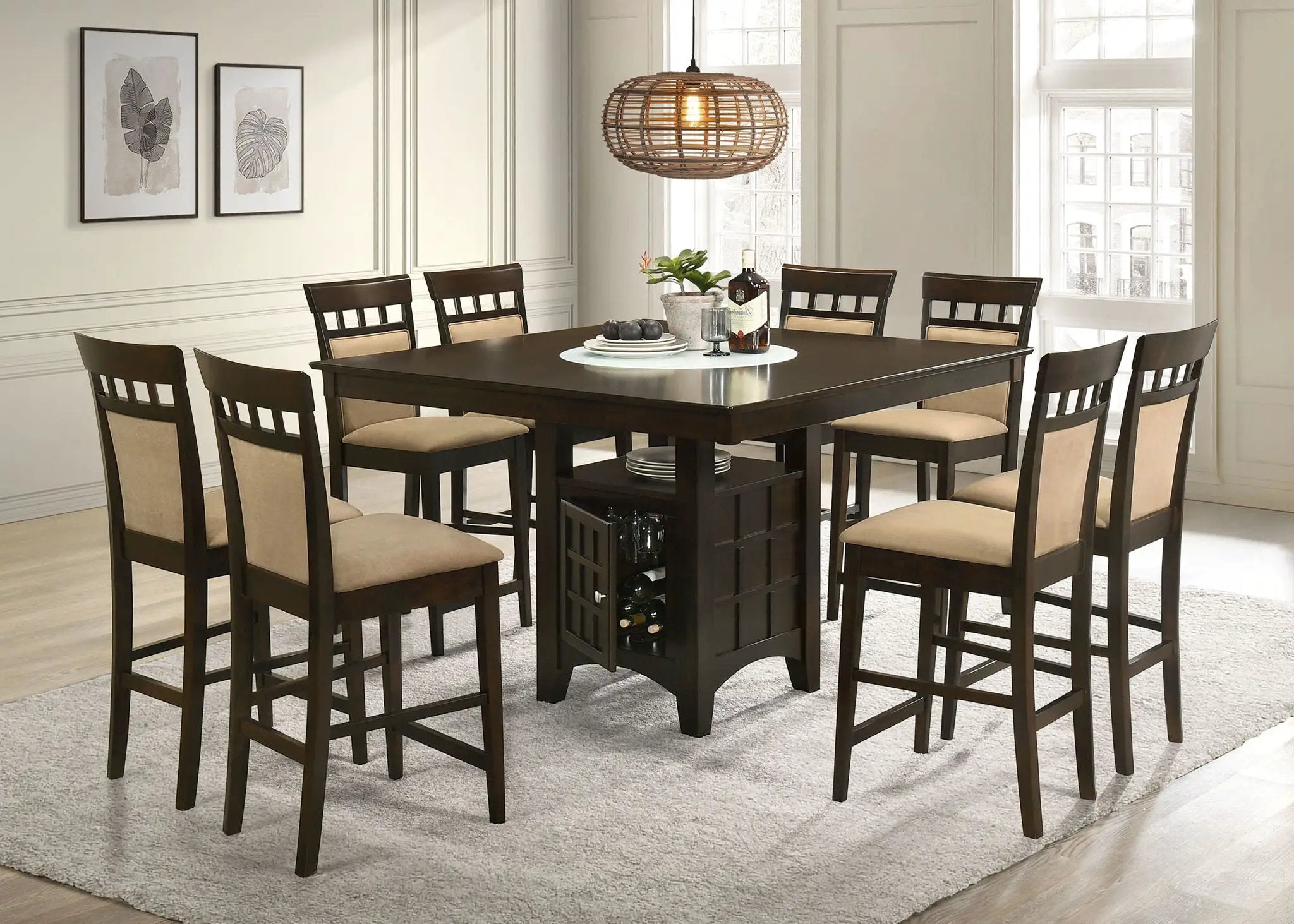 Gabriel 9-piece Square Counter Height Dining Set Cappuccino by Unique Piece Furniture