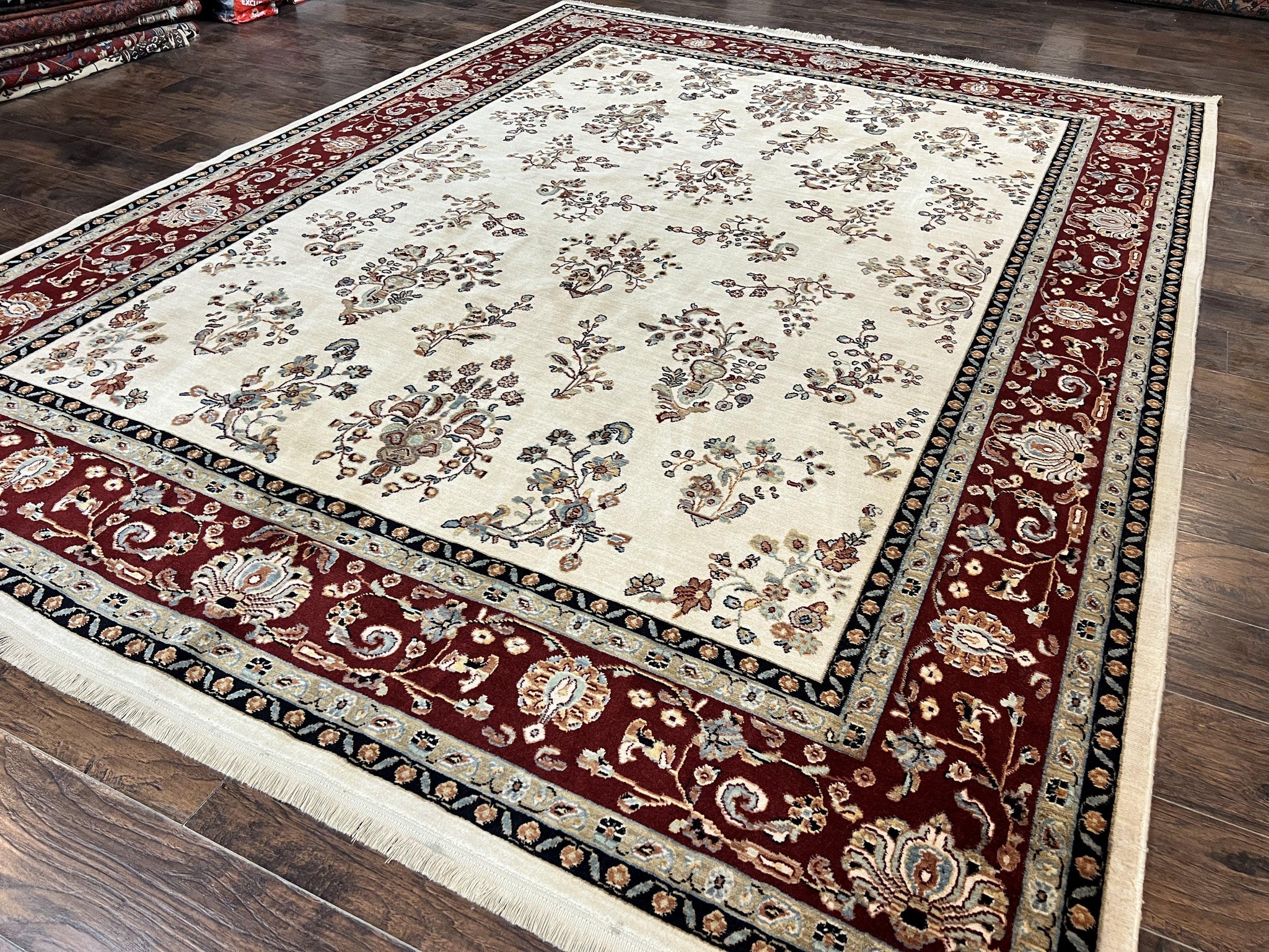 Karastan Rug 8.6 x 11.6, English Manor #2103, Ivory Floral Sarouk, Wool Karastan Carpet, Large Karastan Area Rug, Traditional Karastan Rug by Jewel Rugs