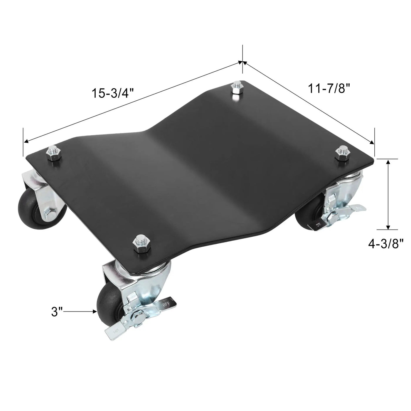 Heavy Duty Steel Vehicle Dollies with Brakes, 2500Lbs Capacity by HouseOfZazla