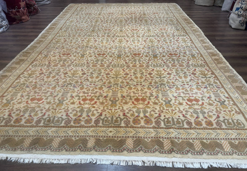 Large Spanish Portuguese Rug 9x15, Beige, Vintage, Allover Pattern, Wool by Jewel Rugs
