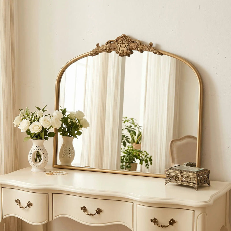32''x24.4'' Baroque Vintage Arched Wall Mirror by HouseOfZazla