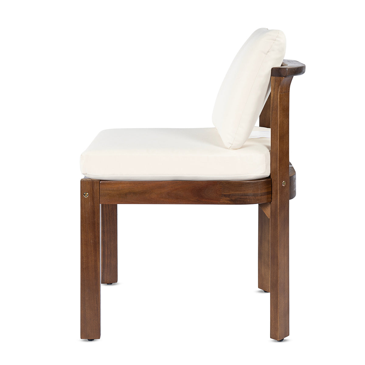 Acacia Wood Outdoor Dining Chair Set of 4 with Water-Repellent Cushions – Brown, Cream or Cream, Teak, photo 8 of 10