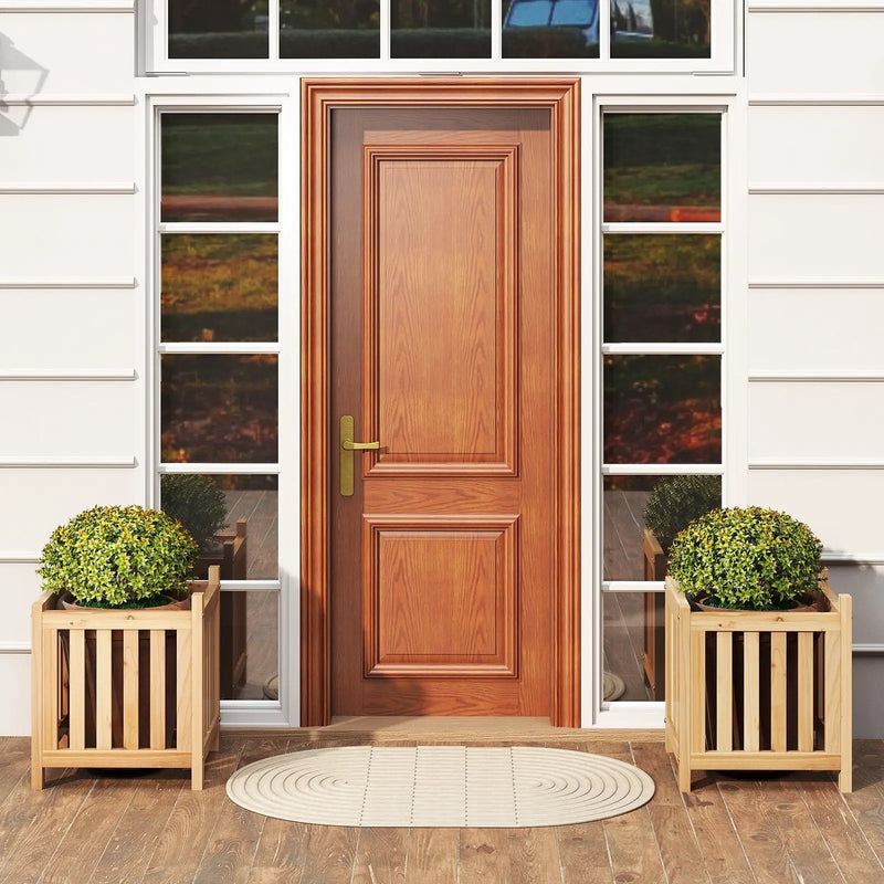 Patio Wooden Bench with Planter 2 Person Patio Bench-Natural by DirectDeals