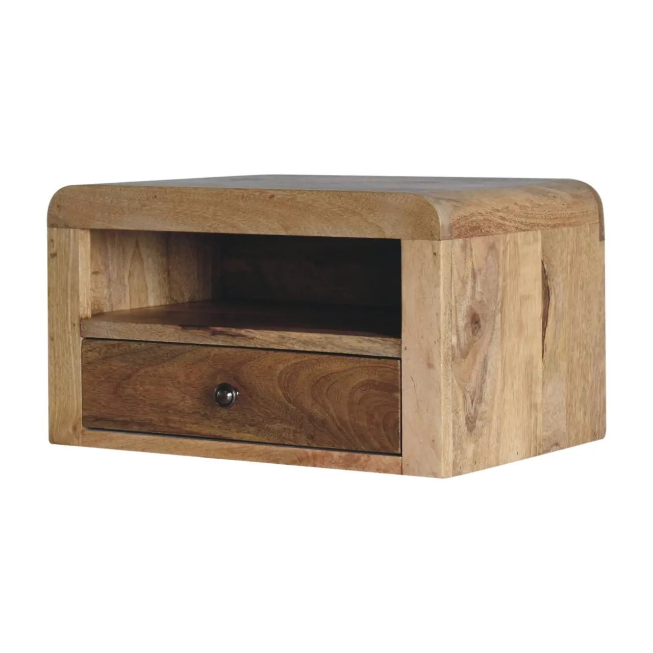 Chunky Floating Bedside, 1-Drawer, 1 Open Slot, Oak-ish by HouseOfZazla