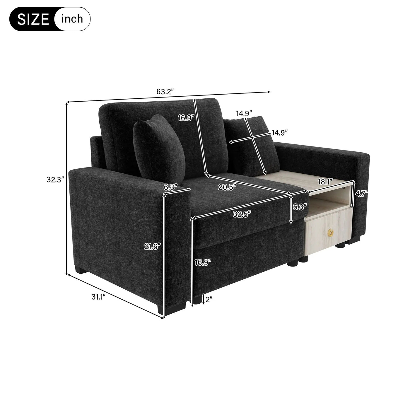 Modular Sofa Couch With Storage Armrest And Center Console by HouseOfZazla