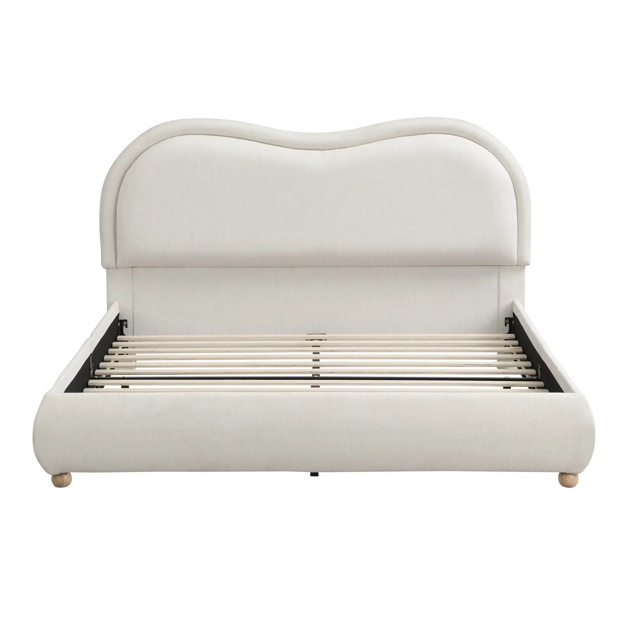 Upholstered Platform Bed Frame With Curved Headboard by HouseOfZazla