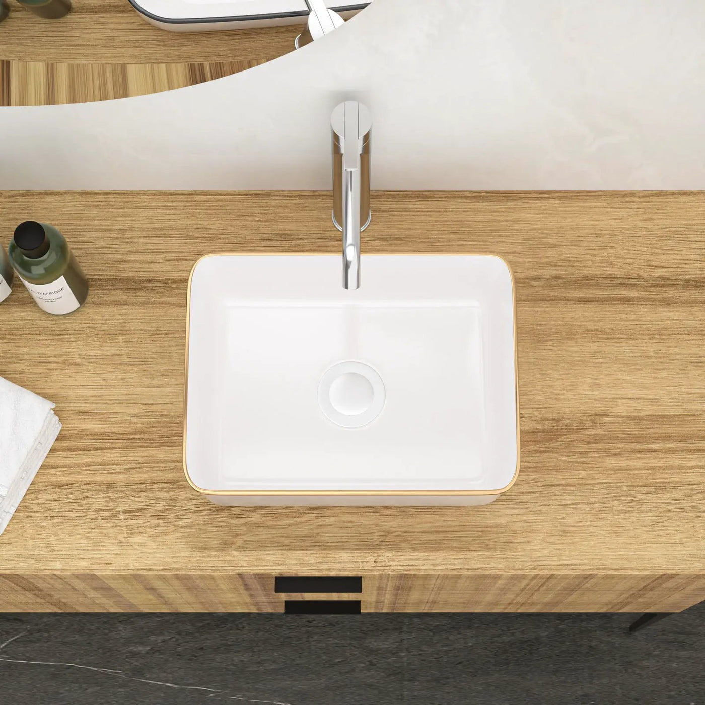 Modern European Style Ceramic Rectangular Vessel Bathroom Sink by HouseOfZazla