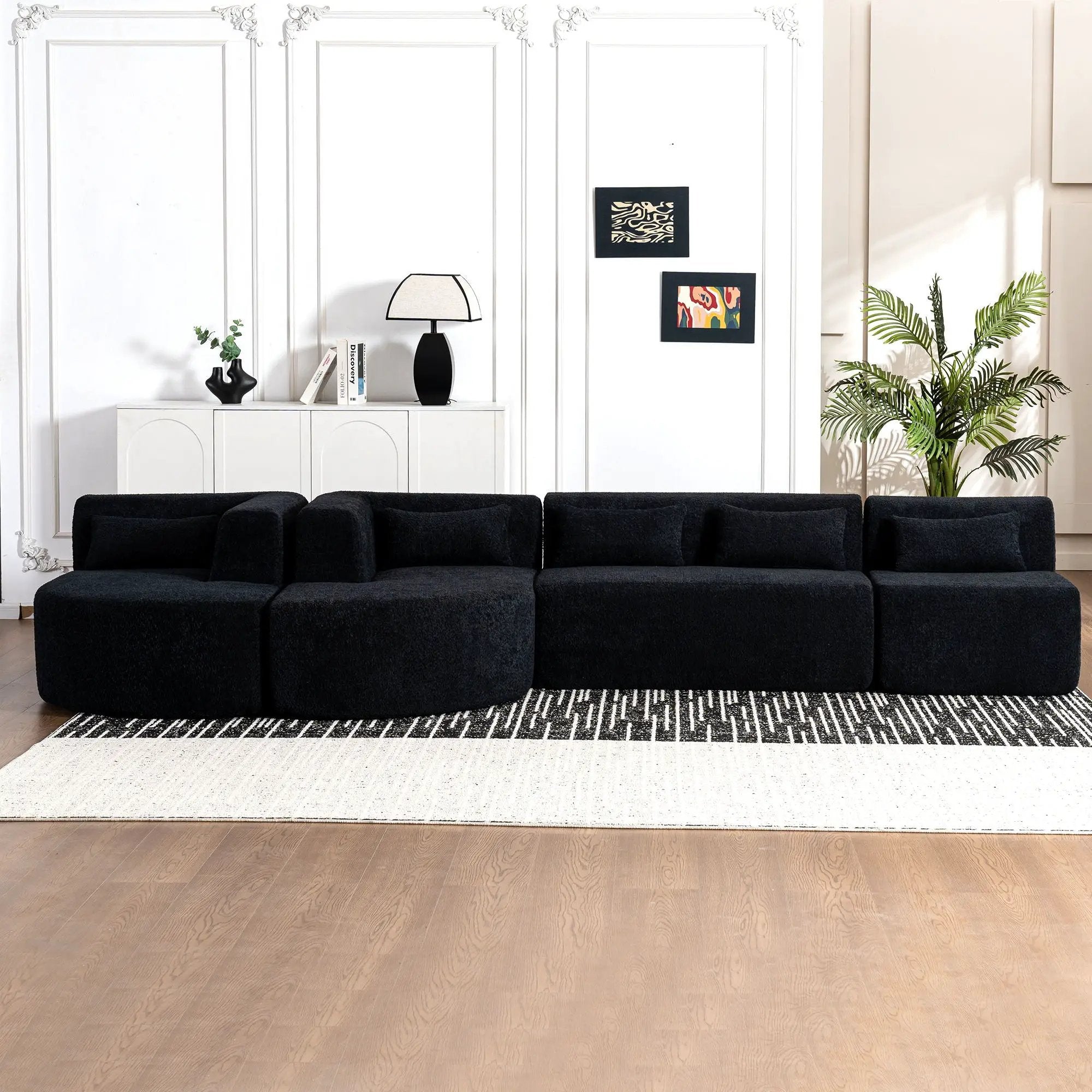 Upholstered Sofa Free Combined Sofa Couch With 2 Chaise Lounge And Five Back Pillows For Living Room by HouseOfZazla