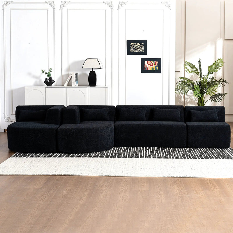 Upholstered Sofa Free Combined Sofa Couch With 2 Chaise Lounge And Five Back Pillows For Living Room by HouseOfZazla