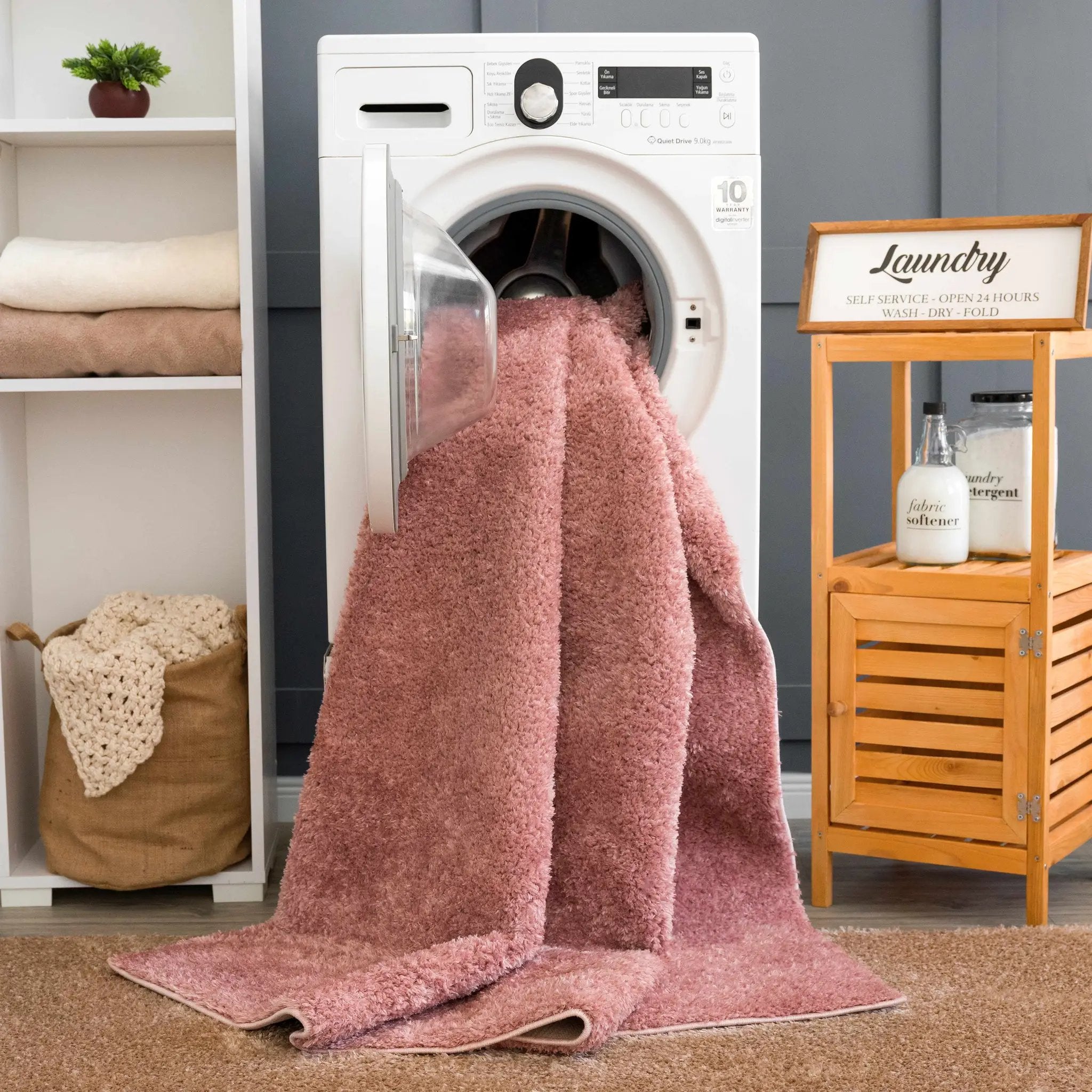 Judy Pink Plush Washable Area Rug - Clearance by Boutique Rugs