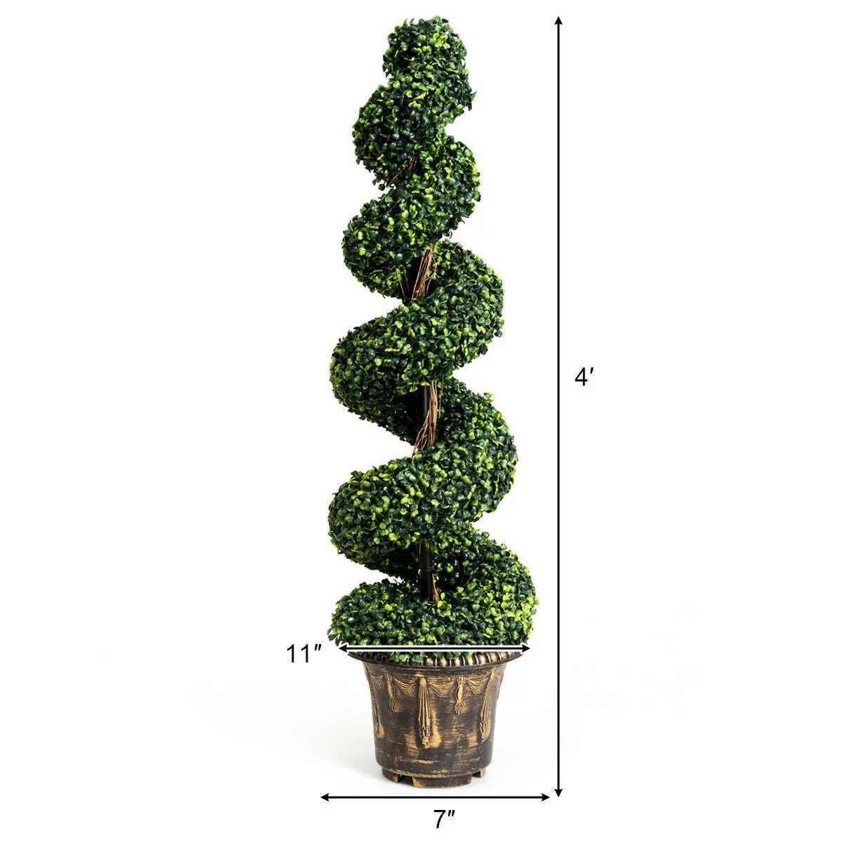 2 Pieces 4 Feet Artificial Décor Green Boxwood Spiral Tree Set by DirectDeals