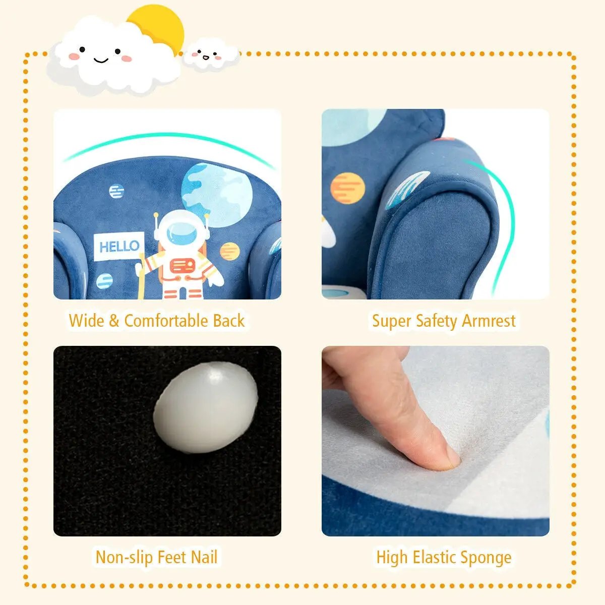 Kids Astronaut Armrest Upholstered Couch by DirectDeals