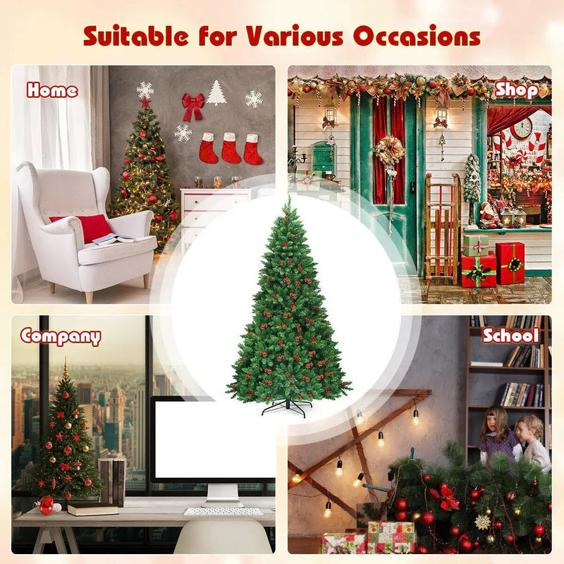 7.5 Feet Pre-lit Hinged Christmas Tree with 550 LED Lights and Sturdy Metal Stand by DirectDeals