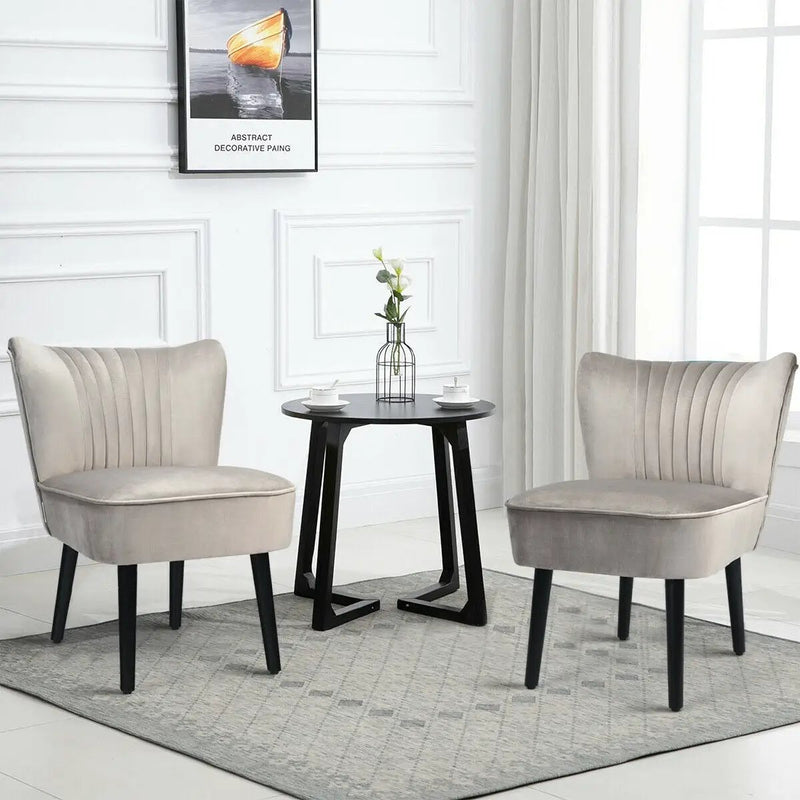 Set of 2 Upholstered Modern Leisure Club Chairs with Solid Wood Legs by DirectDeals