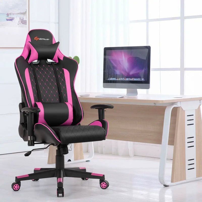 Massage Gaming Chair with Lumbar Support and Headrest by DirectDeals