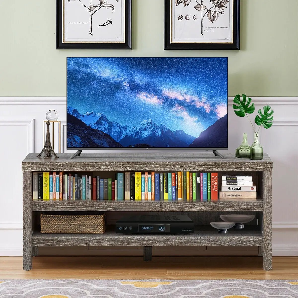 3-Tier TV Stand Console Cabinet for TV's up to 45 Inch with Storage Shelves by DirectDeals