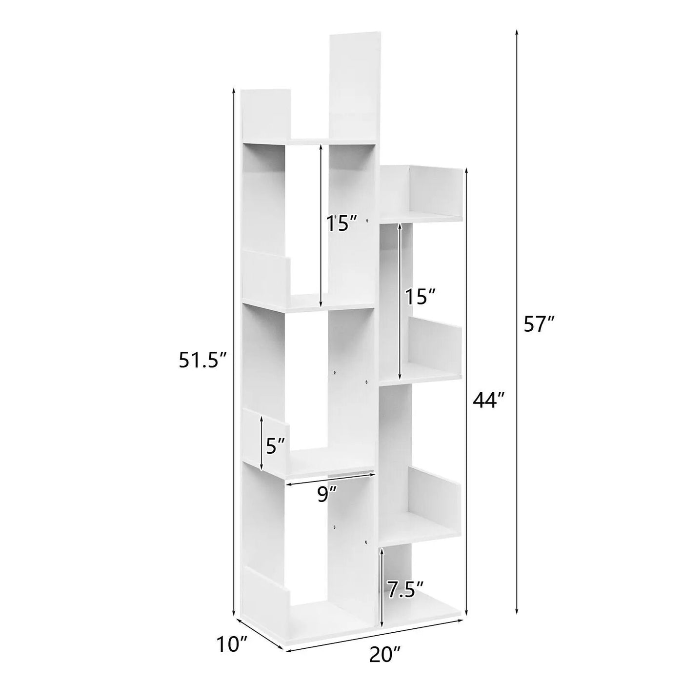 8-Tier Bookshelf Bookcase with 8 Open Compartments Space-Saving Storage Rack by DirectDeals