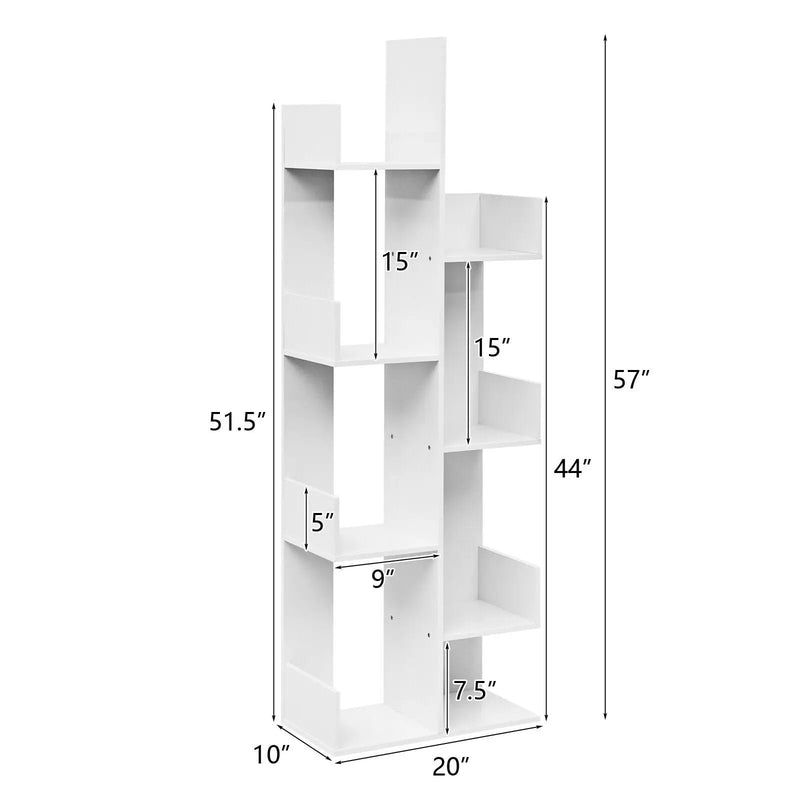 8-Tier Bookshelf Bookcase with 8 Open Compartments Space-Saving Storage Rack by DirectDeals