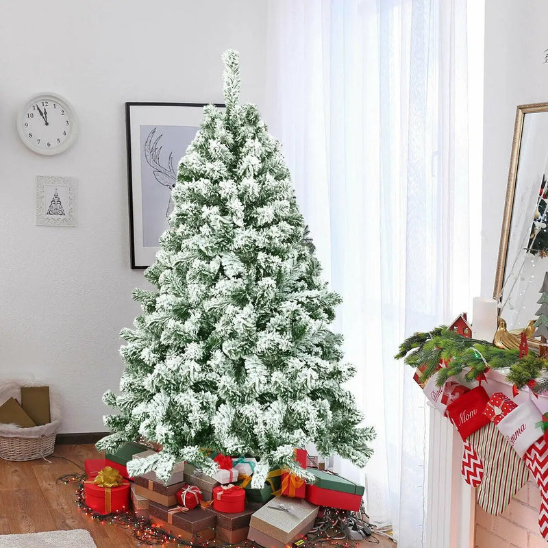 4.5 Feet Snow Flocked Artificial Christmas Tree with 400 Tips by DirectDeals