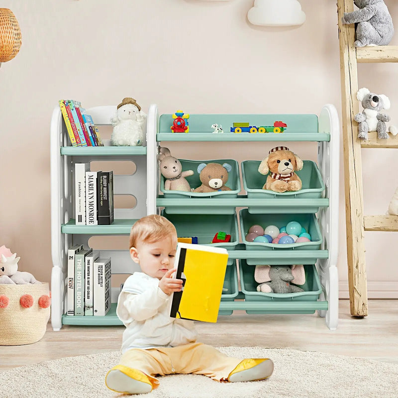 Kids Toy Storage Organizer with Bins and Multi-Layer Shelf for Bedroom Playroom by DirectDeals