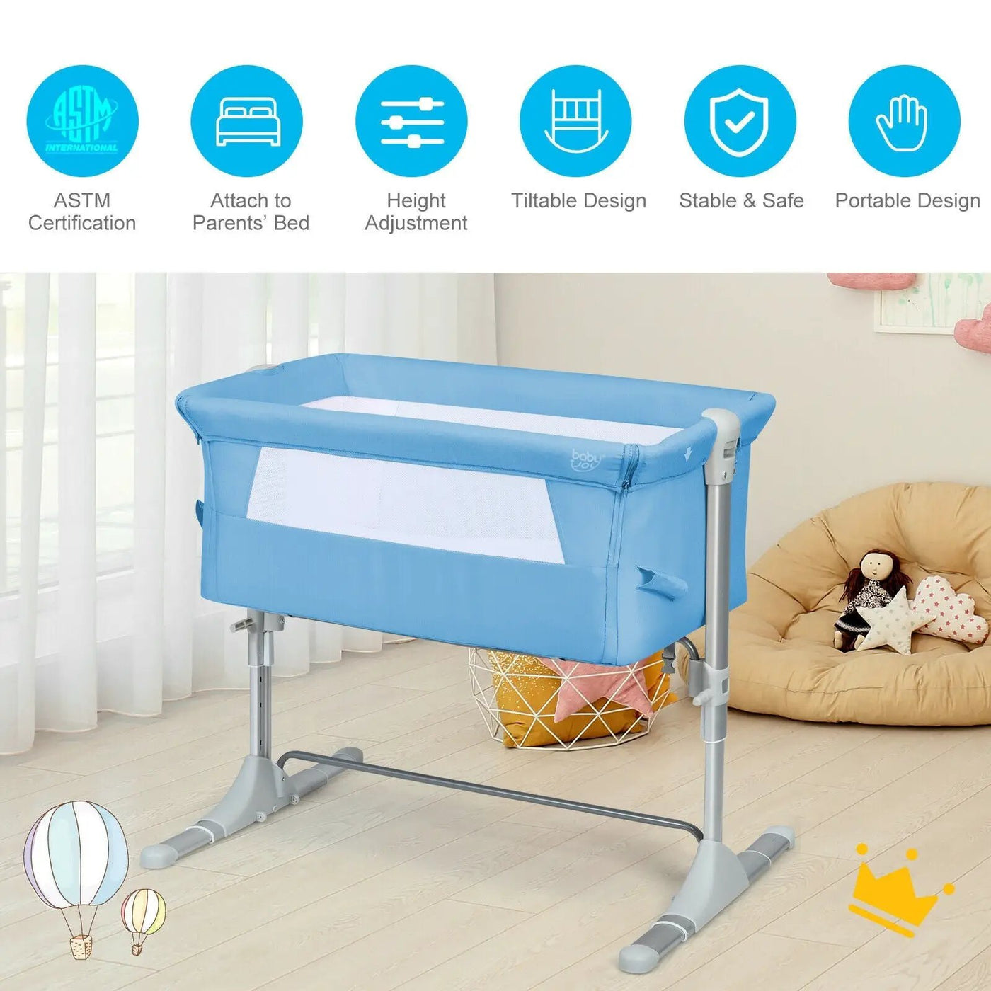 Travel Portable Baby Bed Side Sleeper Bassinet Crib with Carrying Bag by DirectDeals