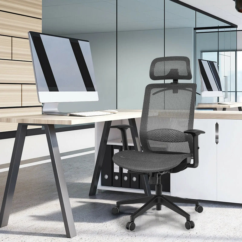Height Adjustable Ergonomic High Back Mesh Office Chair with Hange by DirectDeals