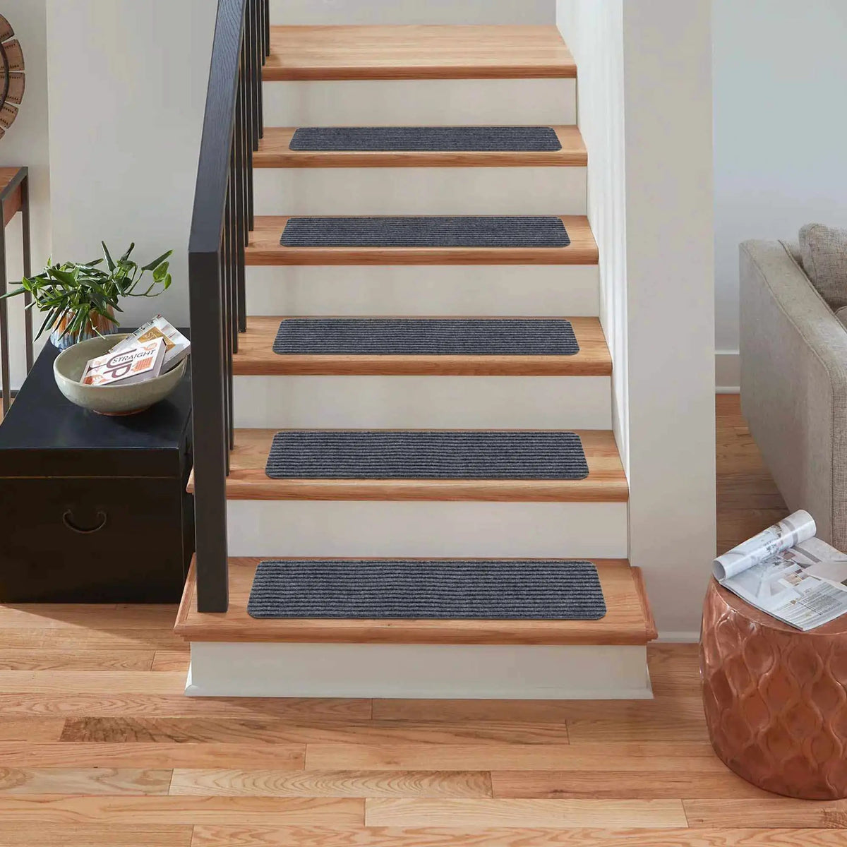 Basic Stair Tread Rugs, Light Gray by Hauteloom