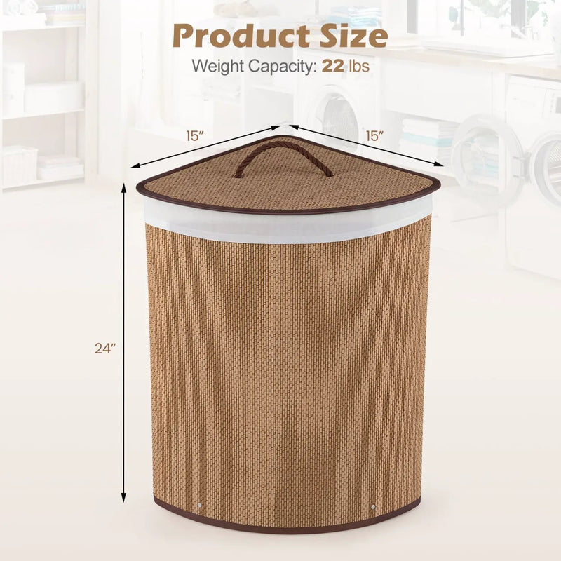 15 Gallon Bamboo Laundry Hamper with Removable Liner by DirectDeals