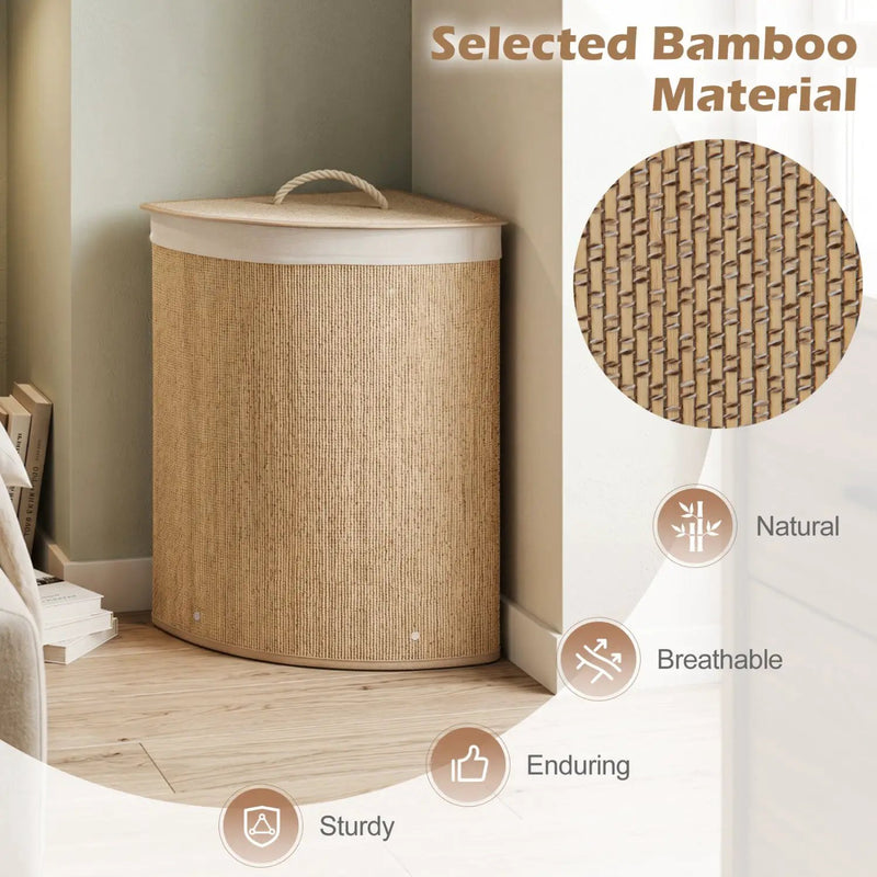 15 Gallon Bamboo Laundry Hamper with Removable Liner by DirectDeals