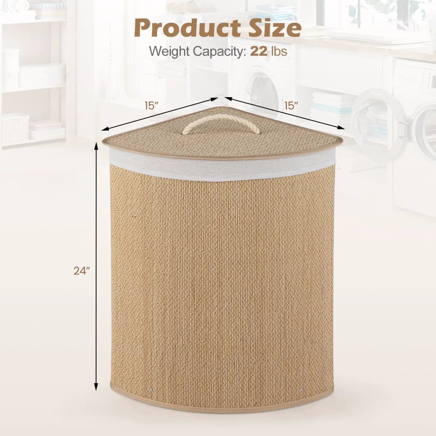 15 Gallon Bamboo Laundry Hamper with Removable Liner by DirectDeals