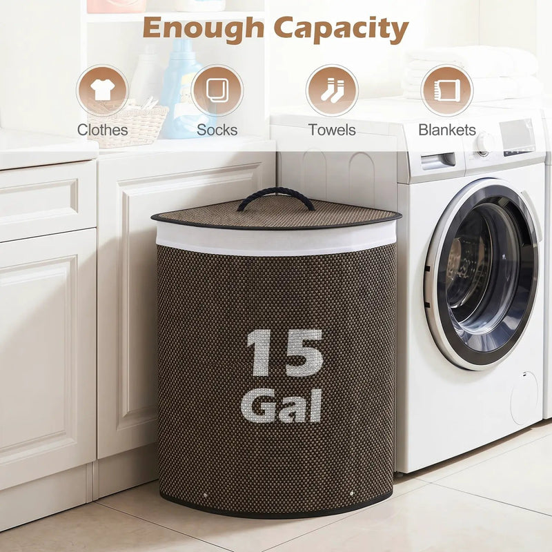 15 Gallon Bamboo Laundry Hamper with Removable Liner by DirectDeals