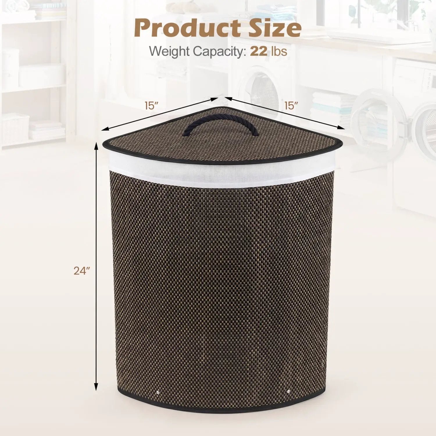 15 Gallon Bamboo Laundry Hamper with Removable Liner by DirectDeals