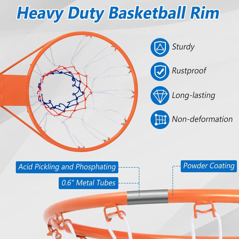 15 Inch Basketball Rim Goal Replacement with All Weather Net and Mounting Hardware by DirectDeals