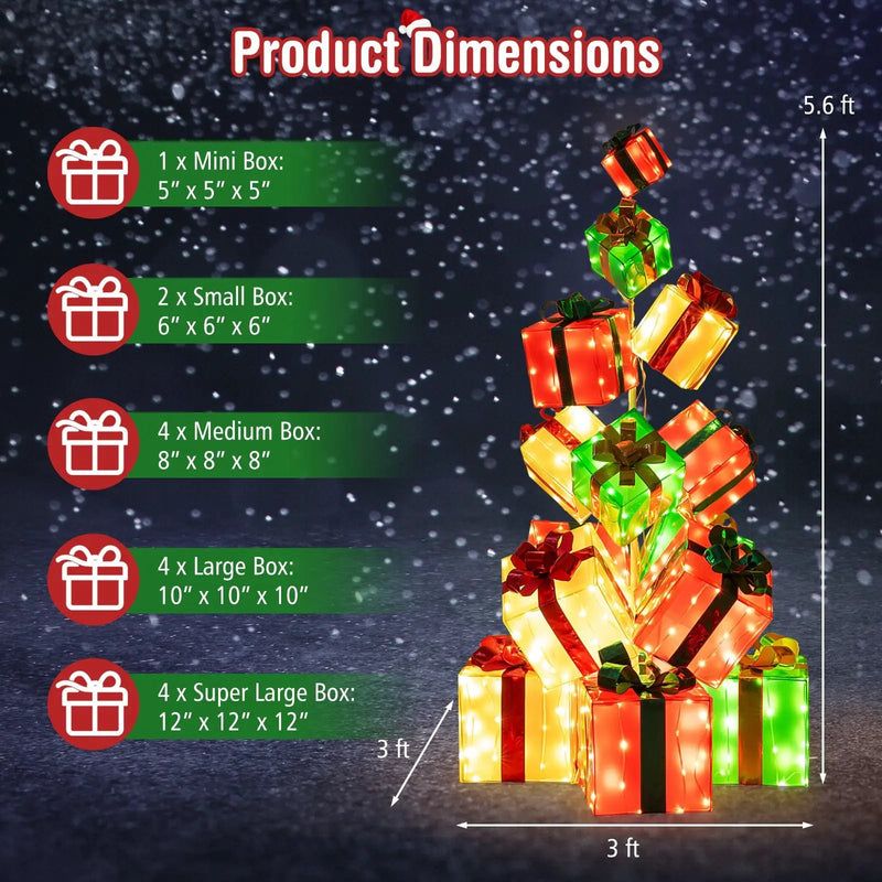 15 PCS Lighted Christmas Boxes with Bowknot and 483 LED Light Bulbs for Indoor Outdoor by DirectDeals