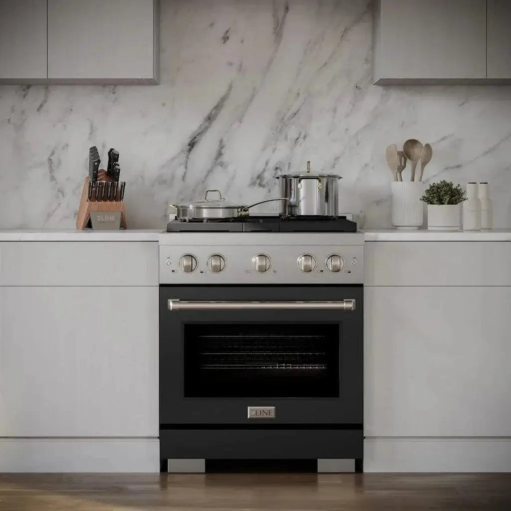 ZLINE 36" Gas Range, Convection Gas Oven, Stainless Steel,Matte Black SGR-BLM-36 by Farmhouse Kitchen and Bath