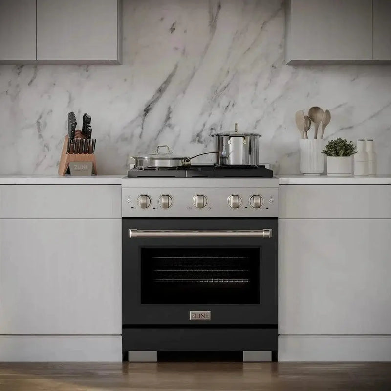 ZLINE 36" Gas Range, Convection Gas Oven, Stainless Steel,Matte Black SGR-BLM-36 by Farmhouse Kitchen and Bath