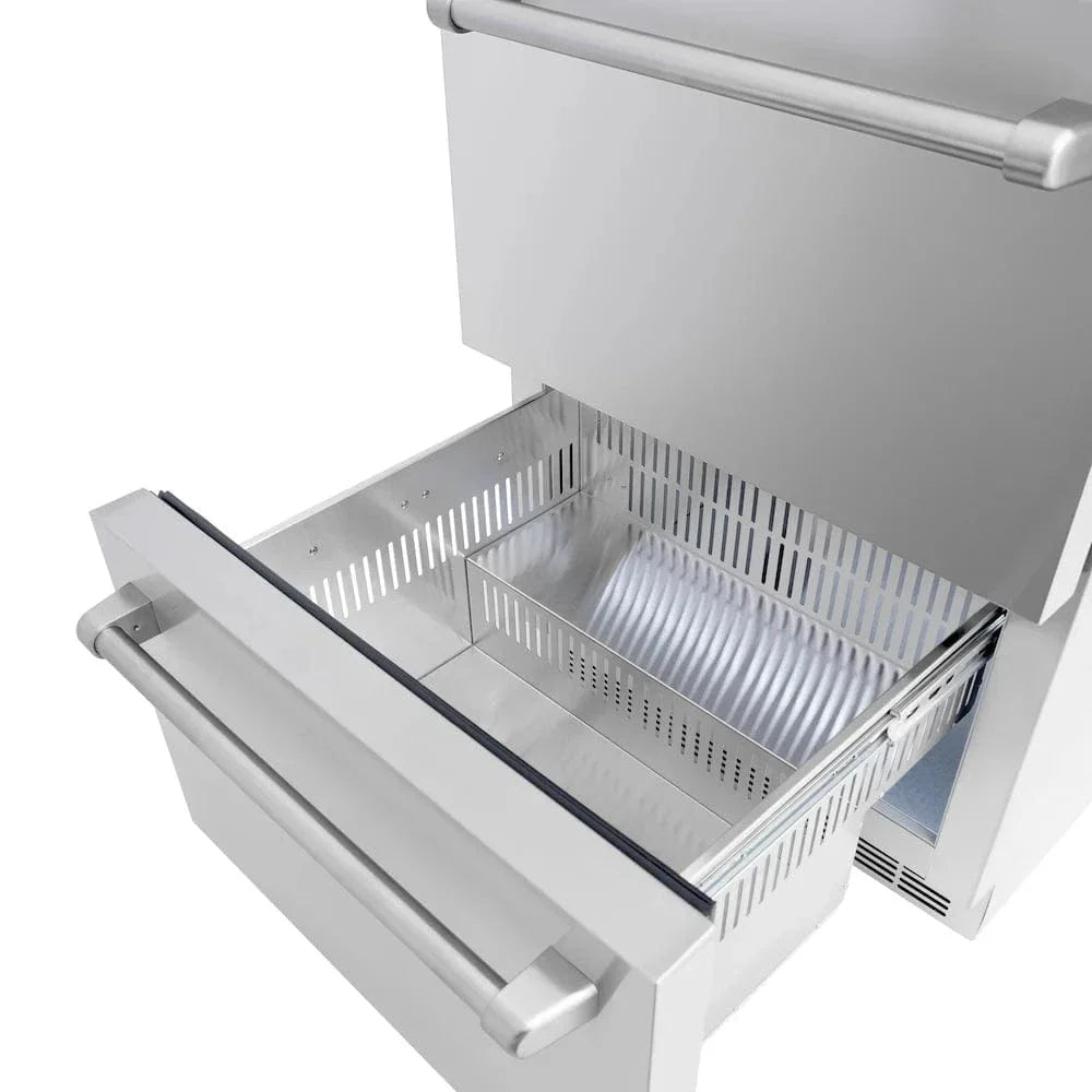 ZLINE 24" Touchstone 168 Can Outdoor-Rated Dual Refrigerator Drawer, Stainless Steel, RDSO-ST-24 by Farmhouse Kitchen and Bath