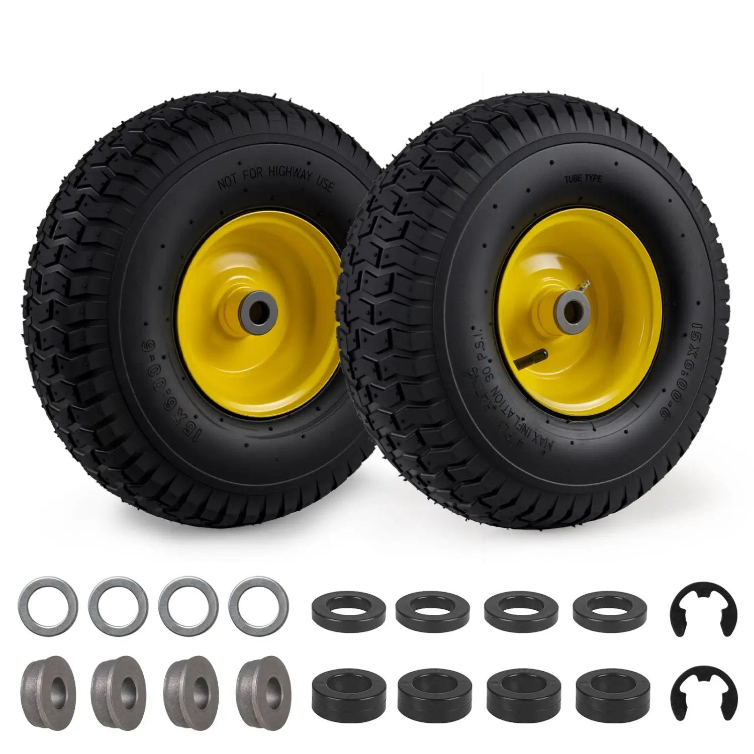 15 x 6.00-6 Tube-type Tires & Wheels 2 Pack 4 PR Tires-Yellow by DirectDeals