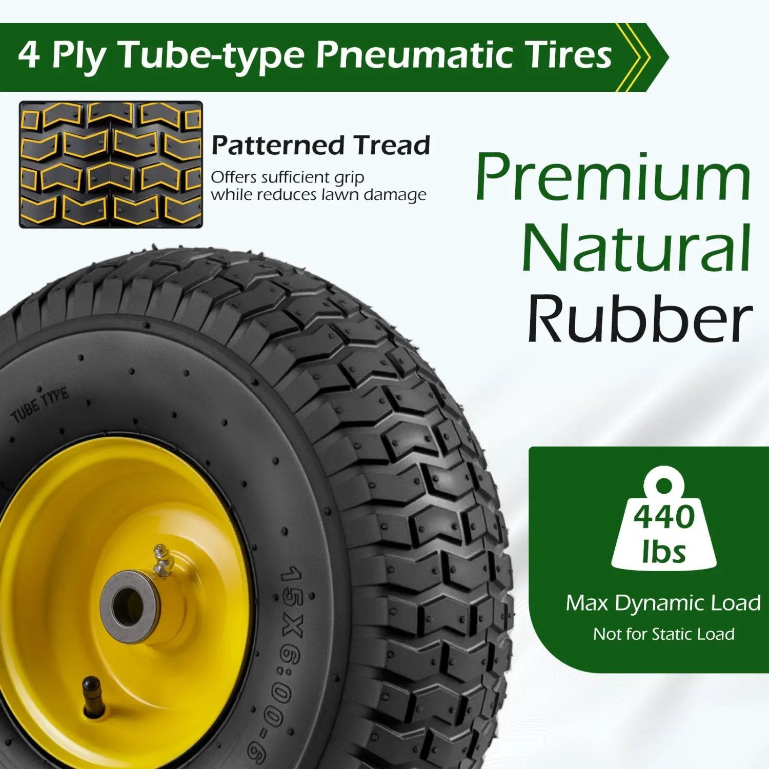 15 x 6.00-6 Tube-type Tires & Wheels 2 Pack 4 PR Tires-Yellow by DirectDeals