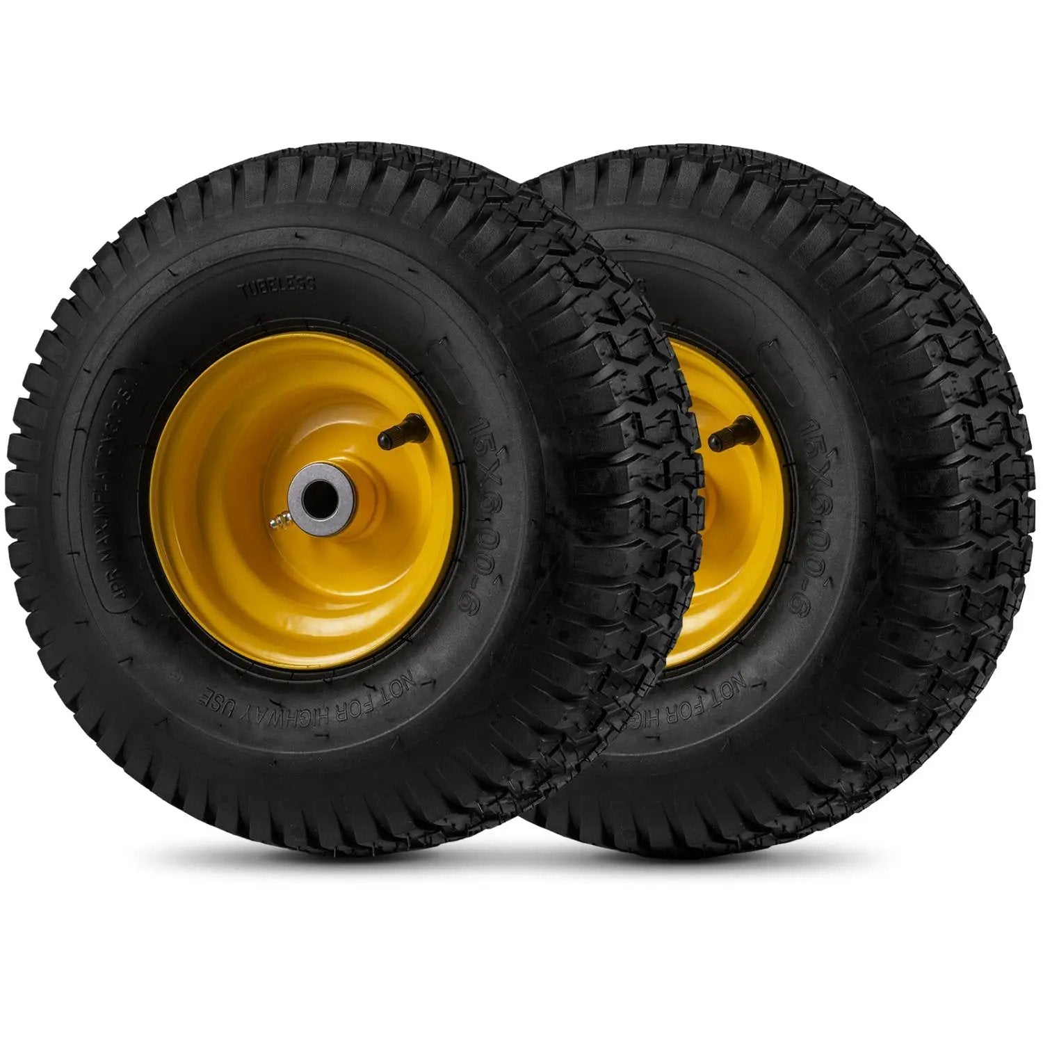 15 x 6.00-6 Tubeless Tires and Wheels 2 Pack 4 PR Tires-Yellow by DirectDeals