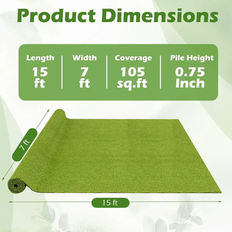 Artificial Turf Rug 15 x 7 Feet with 0.75 Inch Pile Height by DirectDeals