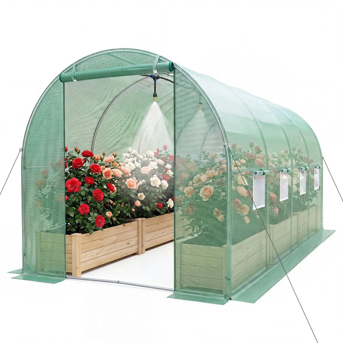 Walk-In Tunnel Greenhouse 15x7x7 ft with Watering System by DirectDeals