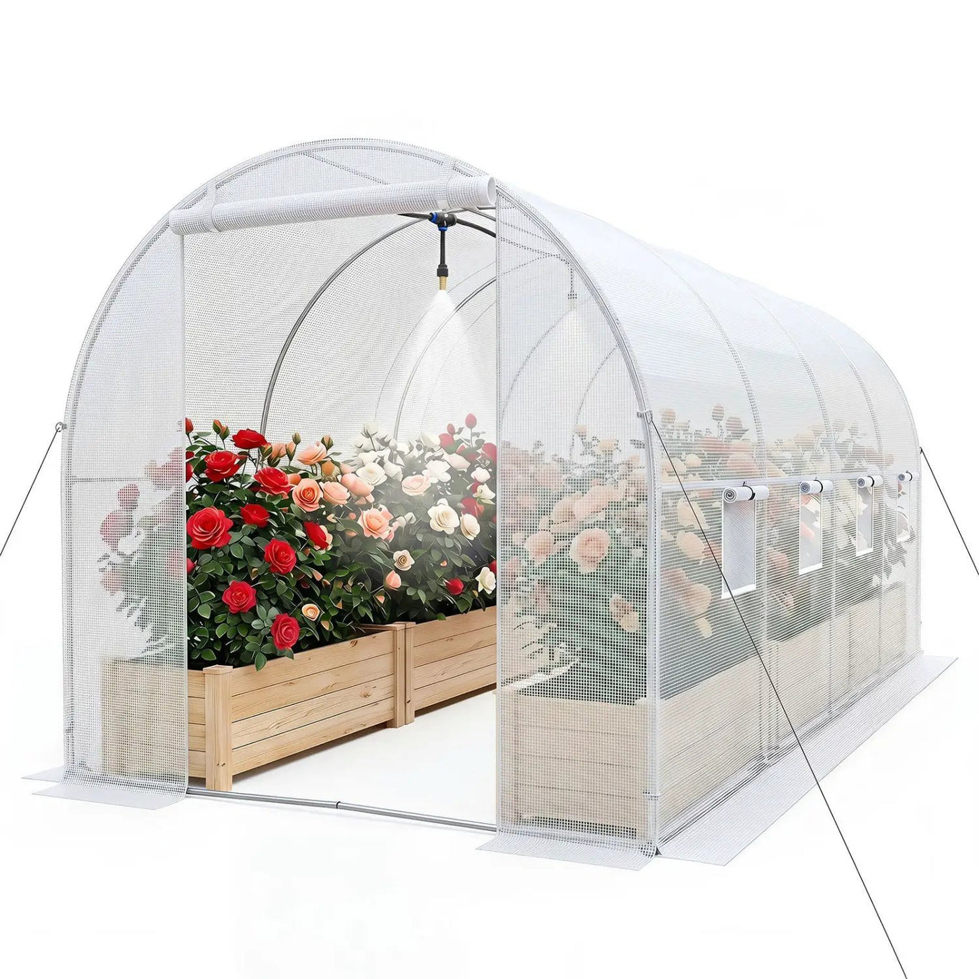 Walk-In Tunnel Greenhouse 15x7x7 ft with Watering System by DirectDeals