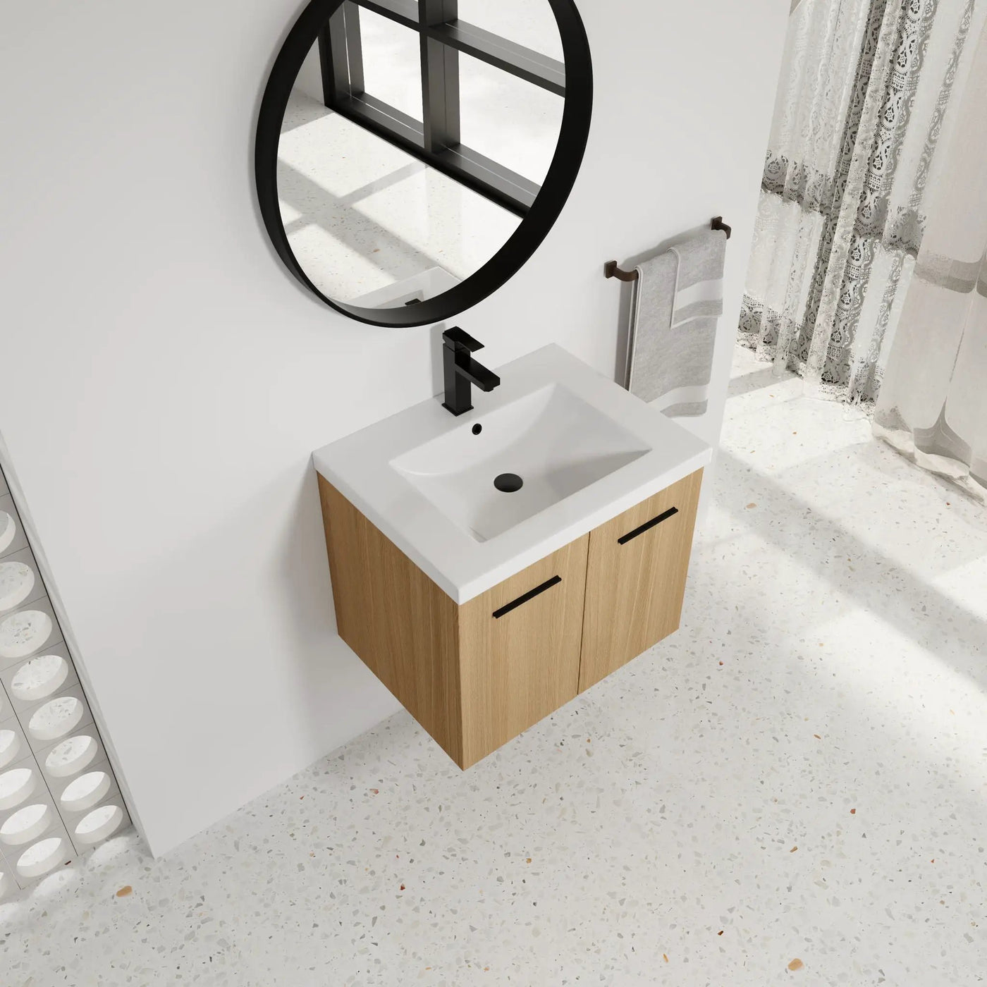 Floating Bathroom Vanity With Sink, Wall Mounted Double Door Storage by HouseOfZazla
