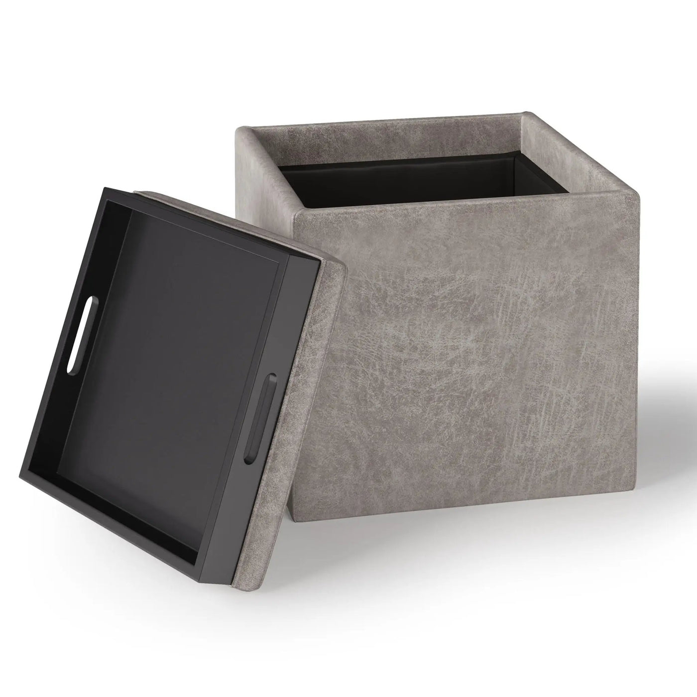 Rockwood - Upholstered Cube Storage Ottoman With Tray by HouseOfZazla