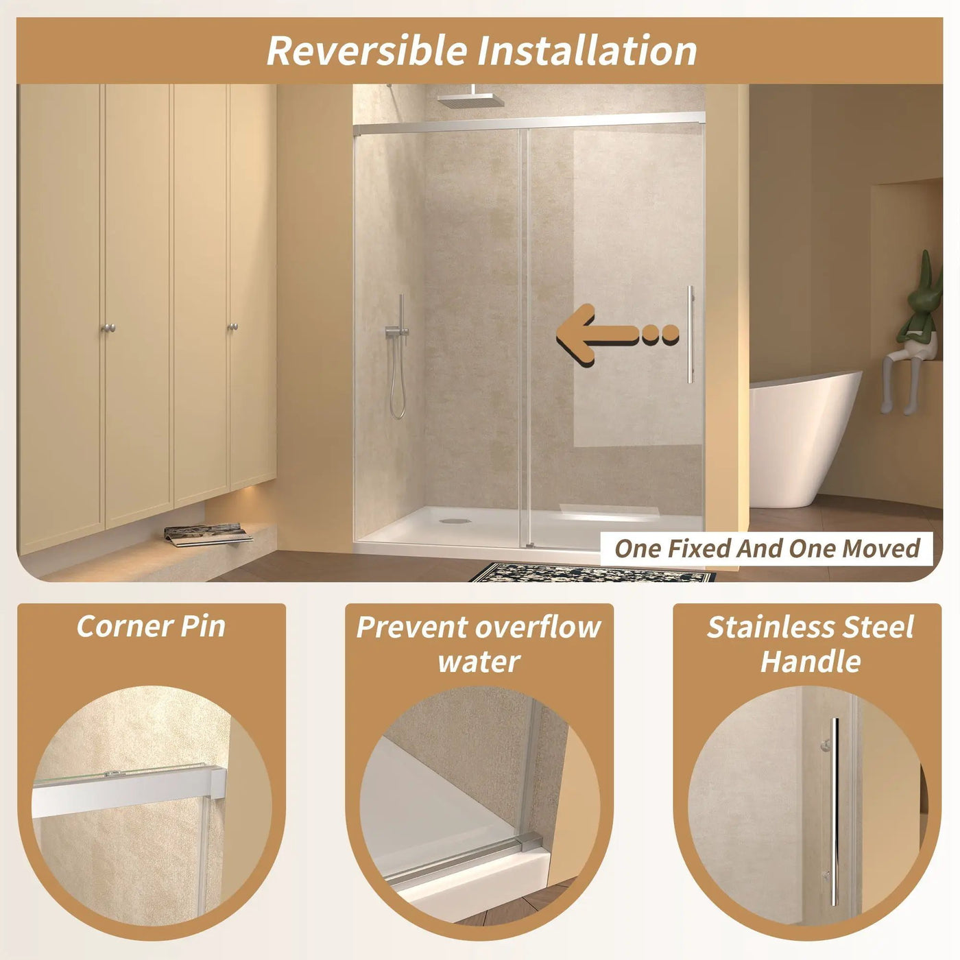 Frameless Single Sliding Shower Door With Handle by HouseOfZazla