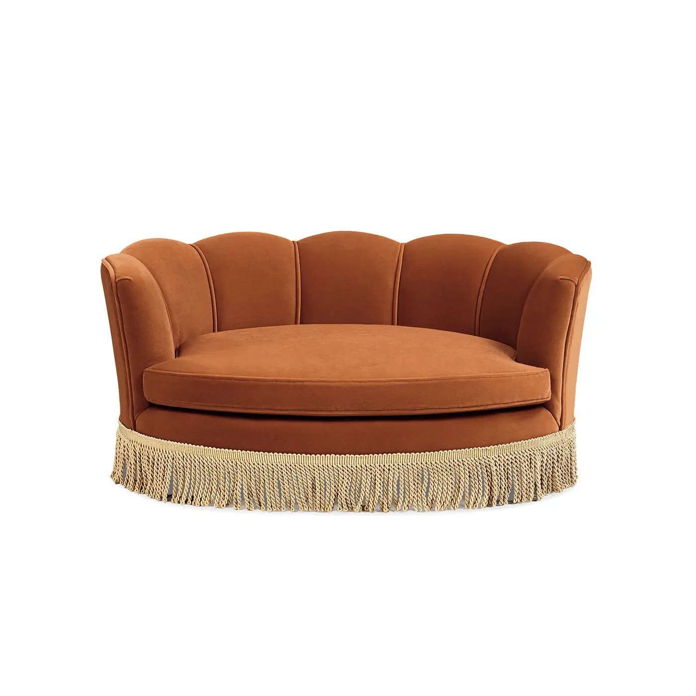 Clara 34.5" Scalloped Pet Sofa Bed, Medium, Burnt by HouseOfZazla
