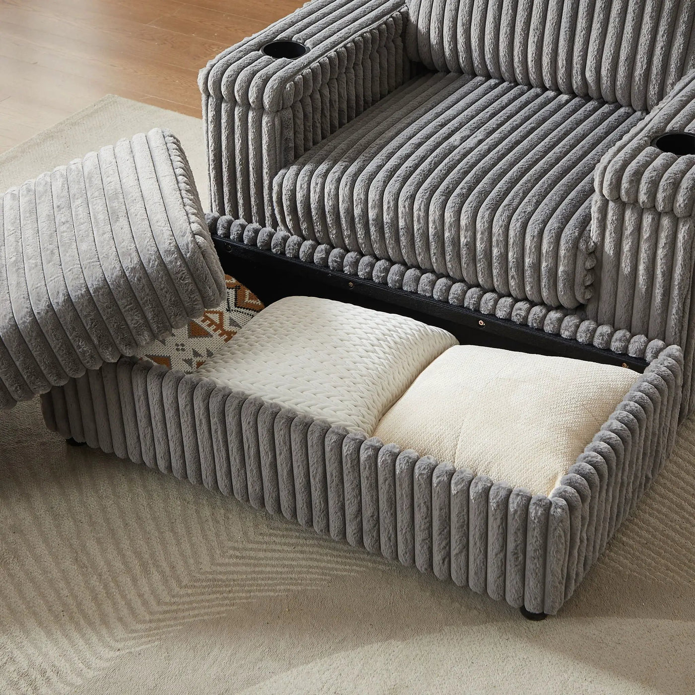 3 Seater Sofa With 2 Ottomans For Living Room by HouseOfZazla